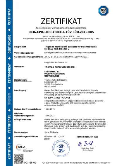 Vorschau: DIN EN 1090-1 Werkseigene Produktionskontrolle